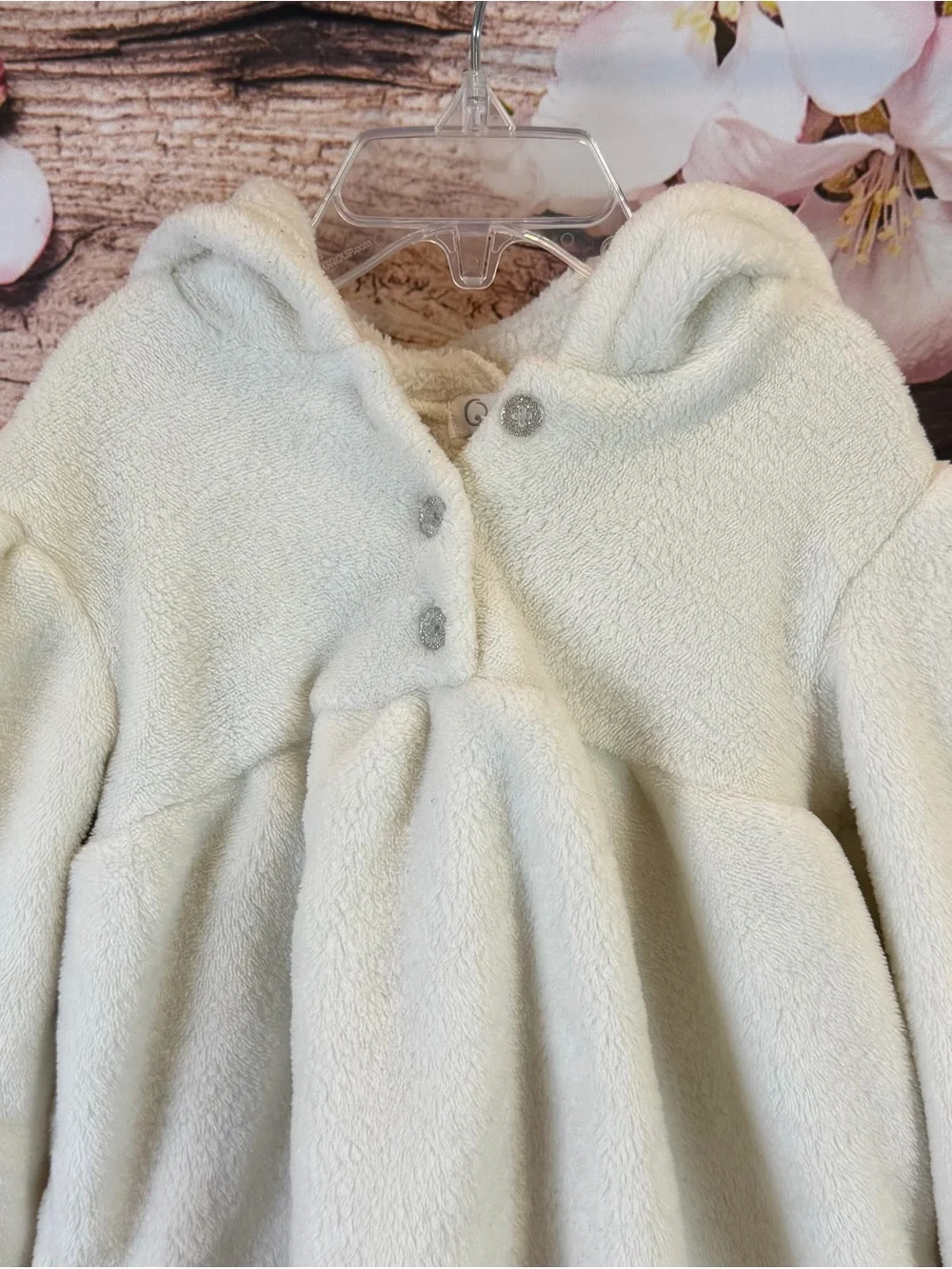 Quiltex Baby Toddler Girls Faux Fur Silver Unicorn Hooded Coat 2Y